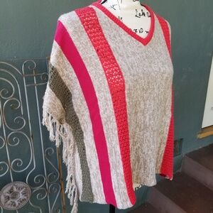 Roxy Girl Fringed Poncho Style Top